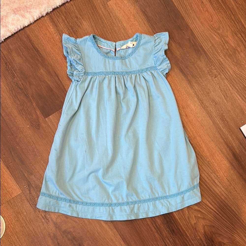 Mini Boden Light Blue Ruffle Sleeve Dress